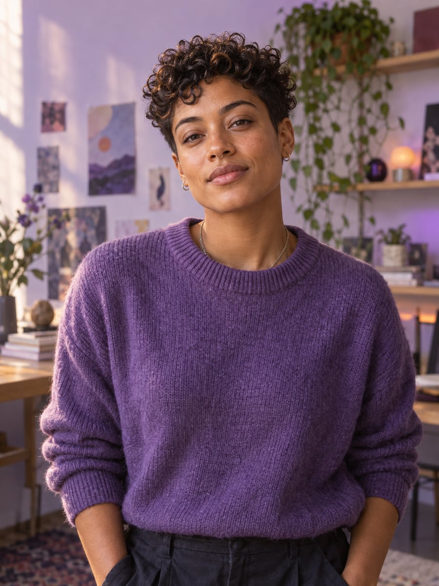 Jules Morgan, a fictional virtual gaming creator, in an editorial portrait